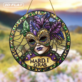 CIFbuy Colorful Suncatcher Hanging Decor Acrylic Mask Glass Effect Room Garden Porch Party Scene Decoration Gift (TikTok, temu pick-up service)
