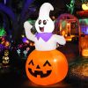 5 FT Halloween Inflatable Cute Pumpkin Ghost Outdoor Decorations Blow Up Yard Ghost in Pumpkin with Built-in LEDs for Indoor Party Garden Lawn Decor