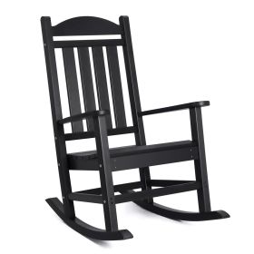Outdoor HDPE Rocking Chair, Weather Resistant Adirondack Rocker with High Back, 400 lbs Weight Capacity for Patio, Porch, Garden, Backyard, Balcony