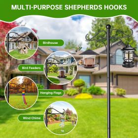 2pcs 76 Inch Heavy Duty Shepherds Hooks - Adjustable Rustic Iron Hooks with 5 Prongs Base, Easy Install for Birdhouses, Lanterns, Plant Baskets