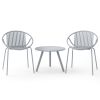 All Weather PP Patio Conversation Set with Round Coffee table and 2 Chairs