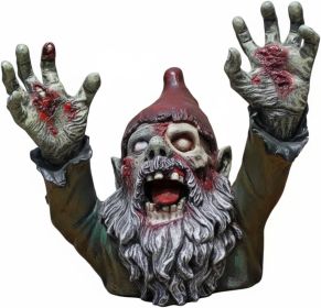 Garden Gnomes Decor, 4 Inch Scary Gnome for Patio Halloween Decoration, Garden Sculptures, Resin Yard Figurine for Garden Patio Lawn