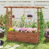 Wooden Elevated Planter Raised Garden Bed with Hanging Roof