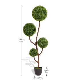 5FT  Artificial Boxwood Topiary Tree, Tall Triple Ball-Shaped Faux Plant Indoor or Outdoor Home and Office Decoration, 1pc/set(Not include the pot)