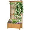OutsunnyWood Planter with Trellis for Vine Climbing, Raised Garden Bed, Privacy Screen for Backyard, Patio, Yellow