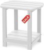 Outdoor Side Table,2-Tier Storage Patio Side Table
