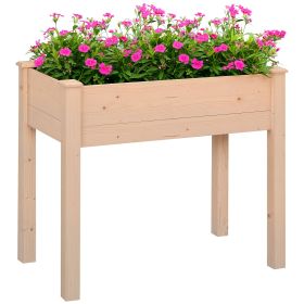 Raised Garden Bed with Legs, 34" x 18" x 30", Elevated Wooden Planter Box, Self-Draining with Bed Liner for Vegetables, Herbs, and Flowers Backyard