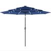 9.7 ft Outdoor Patio Umbrella with Solar LED Lights, 3 Tier Outdoor Table Umbrella with Tilt, Crank, Navy Blue