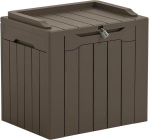 Outdoor Storage Box 31 Gallon Storage Box with Lid for Patio Furniture, Garden Tools, Pool Supplies, Waterproof and UV Resistant, Lockable, Dark Brown