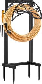 Garden Hose Holder Heavy Duty Water Hose Holder Holds 160 FT Hoses 4 Spikes Hose Reel with 2 Tool Hooks Freestanding Hose Hanger Sturdy Hose Storage S