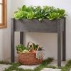 Raised Garden Bed Cedar Planter with Non Woven Liner, Bottom Drainage, 30 Inch Height, 34 x 18 x 30 in Sizes for Outdoor Plants, Gray