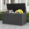 Lockable 100 Gallon Resin Deck Box, Heavy Duty Weather Resistant Outdoor Storage Chest