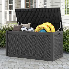 Lockable 100 Gallon Resin Deck Box, Heavy Duty Weather Resistant Outdoor Storage Chest