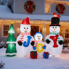 8FT Lighted Christmas Inflatable Decoration, Inflatable Snowman Family with JOY and Xmas Tree