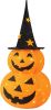 Halloween Decorations, 3 FT Pop Up Collapsible Pumpkin, Pre-Lit 50 LED Lighted Pupmkin Man with Star Hat