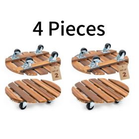 4 Pack Rolling Plant Caddies with Locking Casters, 13.4 Inch Heavy Duty Metal Plant Dollies