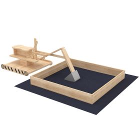Wooden Sandbox with Digger, Kids Sandbox with 360Ã‚Â° Rotating Seat & Bottom Liner, 72" x 35" x 22"