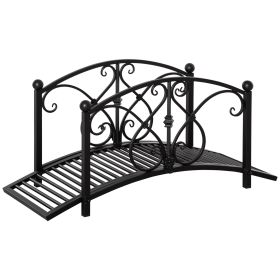 Garden Bridge 3.3FT, Decorative Classic Backyard Pond Bridge with Safety Railings Black