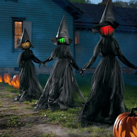 Halloween Decorations, 6 FT Set of 3 Light Up Halloween Witch with Stakes, Witch Decorations for Outdoor Garden Yard Lawn Haunted House Decor
