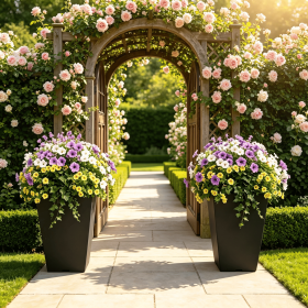 Set of 2 Square Taper Planters with Optional Drainage Hole And Removable Inner Bucket for Home Garden Decoration