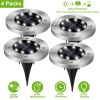 Solar Ground Lights, IP65 Waterproof Outdoor In-Ground Lamp with 8 LED Beads, 600mAh Battery, Light-Sensor Activated for Yard, Pathway