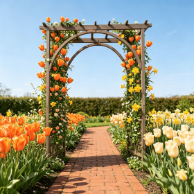 85 Inch Tall Flat Top Garden Arch Trellis Wood for Climbing Plants And Wedding Decor
