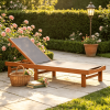 Adjustable 5-Position Backrest Outdoor Wood Chaise Lounge Chair for Comfortable Outdoor Relaxation