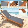 Adjustable 5-Position Backrest Outdoor Wood Chaise Lounge Chair for Comfortable Outdoor Relaxation