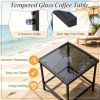 3-Piece Outdoor Rocking Bistro Set with Soft Cushions And Tempered Glass Table for Garden Patio Coffee