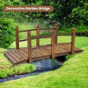5 Feet Wooden Garden Bridge with Safety Rails