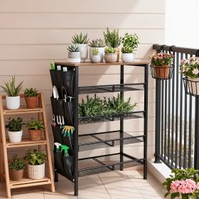 5 Tier Outdoor Storage Rack, Freestanding Patio Organizer Shelf for Shoes, Plants, Garden Tools and Home Storage, Multi-Purpose Shelf for Yard