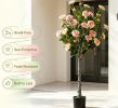 Artificial Camellia Tree with 27 Blossoms in Cement Pot for Home Decor Fake Camellia Tree-There is only one.