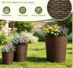3-Pack Plastic Plant Pots with Drainage Holes And Saucers for Outdoor Porch And Garden Decor