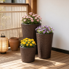 3-Pack Plastic Plant Pots with Drainage Holes And Saucers for Outdoor Porch And Garden Decor