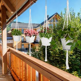 4 PCS Heavy Duty Hanging Plant Holder Natural Cotton Rope Planter Basket with Hanging Ring