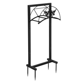 Heavy Duty Detachable Garden Hose Holder Storage Rack 15.8"D x 8"W x 39.4"H, Black Water Hose Hanger Stand for Outside Patio, Lawn, Garden, Farm Use
