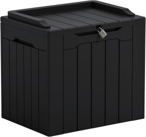 31 Gallon Storage Box with Lid for Patio Furniture, Garden Tools, Pool Supplies, Waterproof and UV Resistant, Lockable, Dark Black