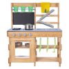 Mud Kitchen, Outdoor Mud Kitchen for Kids, Wood Outdoor Play Kitchens with Stoves, Hooks, Sinks, Planting Shovels, Spatulas, Handle