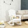 White Wooden  Rocking Chair Outdoor Lounge Fire Pit Seating Slatted Design Fanned Back for Garden Patio Comfort