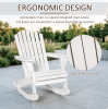 White Wooden  Rocking Chair Outdoor Lounge Fire Pit Seating Slatted Design Fanned Back for Garden Patio Comfort