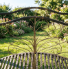 4' Metal Arch Garden Bridge with Safety Side Rails Black Bronze Decorative Scrollwork Easy Assembly Backyard Feature