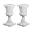 Plastic Urn Planters, 15.8 x 26.4 Inch, 2 Pack White Classic Flower Pots Front Porch Planters, Indoor & Outdoor Vase for Wedding, Party, Event, Home