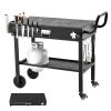 Outdoor Grill Cart, 31.0 x 17.0 inch Tabletop Size Grilling Table, Foldable Outdoor Cooking Table with Tissue Holder, Wheels, Magnetic Tool Rack