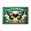 CIFbuy 1pc Vintage Garden Sign "All Pollinators Are Welcome Here", Retro Iron Metal Tin Sign, Rustic Farmhouse Indoor Outdoor Yard Deco TikTok, TikTok