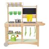 Mud Kitchen, Outdoor Mud Kitchen for Kids, Wood Outdoor Play Kitchens with Spoons, Sink, Sunshade Canopy, Swivel Wheels, Cookware Pots and Accessories
