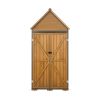 Outdoor Storage Shed, 44.09" x 66.93" Wood & Metal Garden Tool Shed with Lockable Doors & Sloped Roof