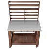 Potting Bench Table, Outdoor Gardening Workstation with 45 x 26 in Stainless Steel Tabletop, Storage Shelves, 4 Casters, Hooks