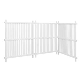 3 Panels Outdoor Privacy Screen, 36 x 45 in Air Conditioner Fence with 19.7 in Ground Stakes, Pool Equipment Enclosure, Strip Vinyl Privacy Fence
