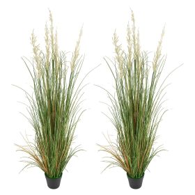 Artificial Grass Plant, 2 Pack 47 inch Reed Flower Grass in Pot