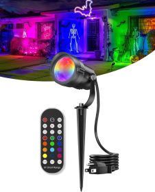 12W Halloween Spotlight Outdoor with Remote Plug Timer Color Changing 120V Landscape Lighting Waterproof Dimmable LED Spot Light for Yard Christmas Ou